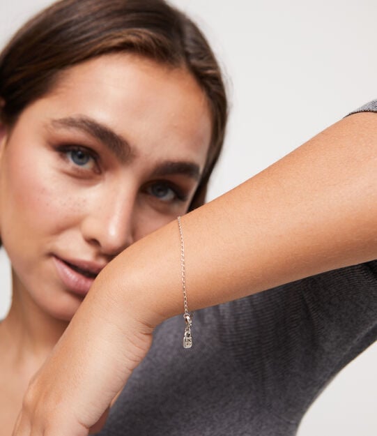 Pulsera con eslabones ovalados ba&ntilde;ada en plata de ley., Argent, large